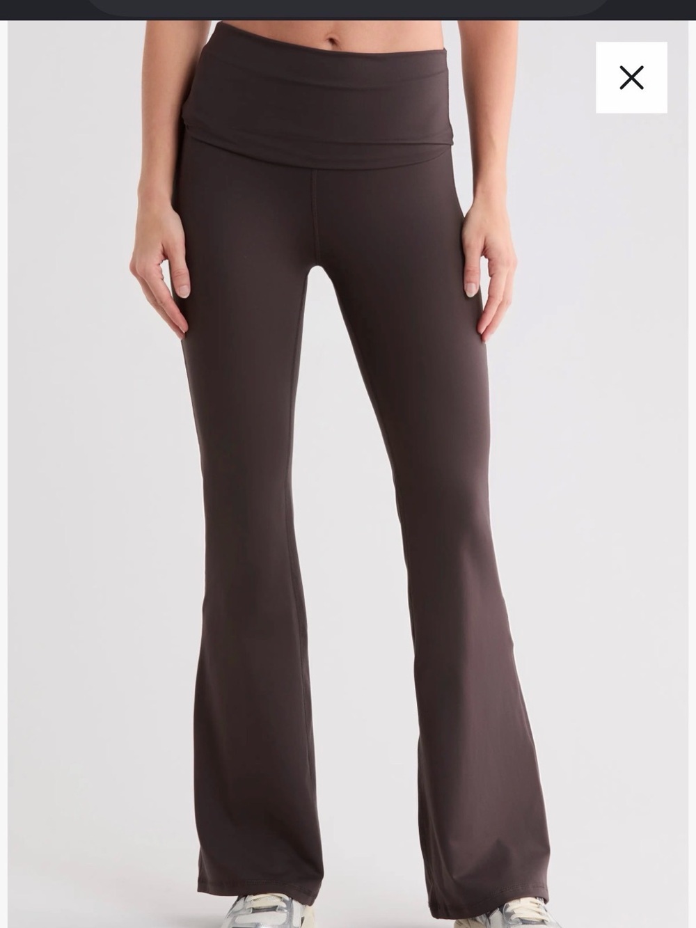 Yogalicious Dark Brown Fold-Over Waist Flare Pants Florence